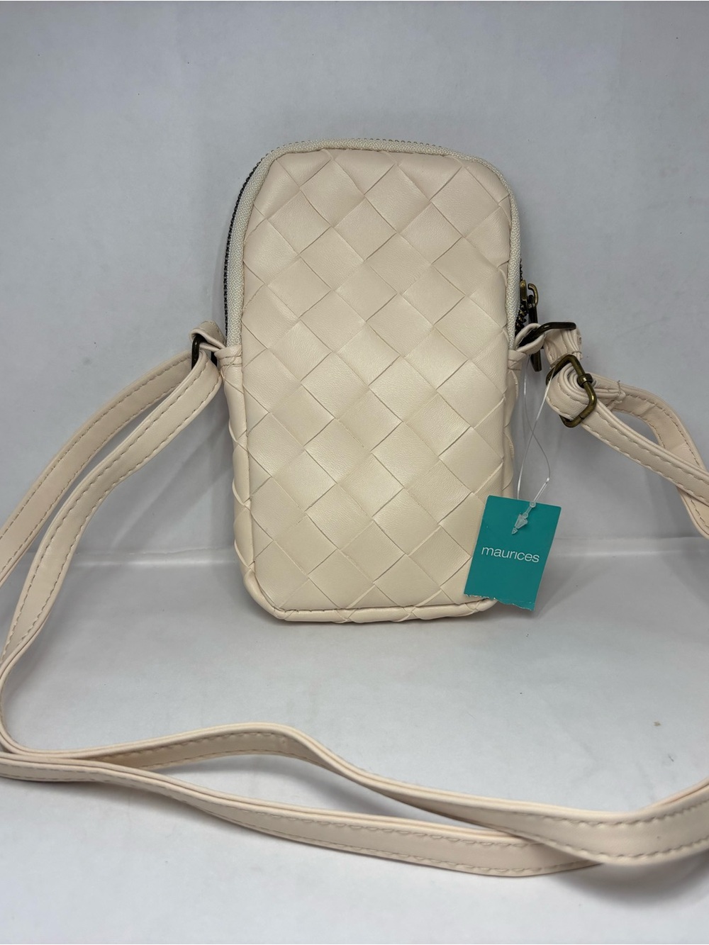 Maurices Cream Woven Crossbody Phone Pouch
